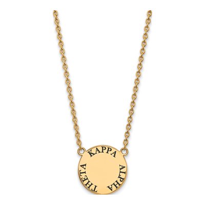 Kappa Alpha Theta Gold-Plated Sterling Silver Sorority Text Large Color Enamel Necklace