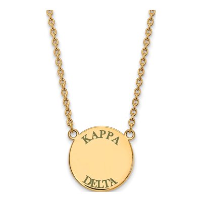Kappa Delta Gold-Plated Sterling Silver Sorority Text Large Color Enamel Necklace