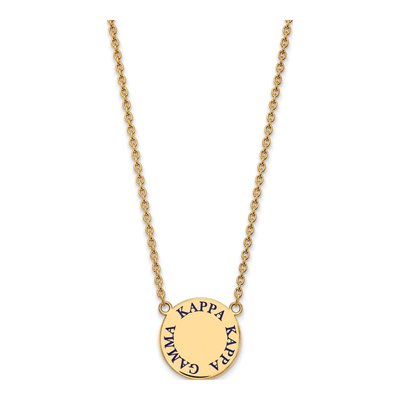Kappa Kappa Gamma Gold-Plated Sterling Silver Sorority Text Large Color Enamel Necklace