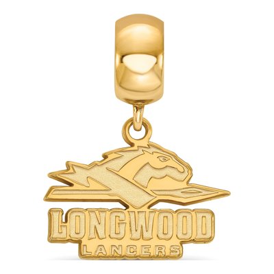 Longwood University Gold-Plated Sterling Silver Small Lancers Dangle Bead – view 3