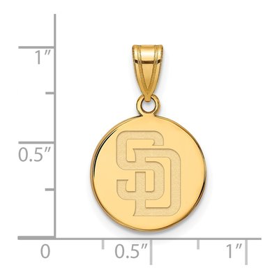 San Diego Padres Gold-Plated Sterling Silver Medium Disc Pendant – view 2