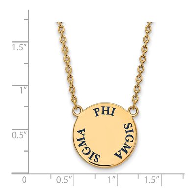Phi Sigma Sigma Gold-Plated Sterling Silver Sorority Text Large Color Enamel Pendant – view 2