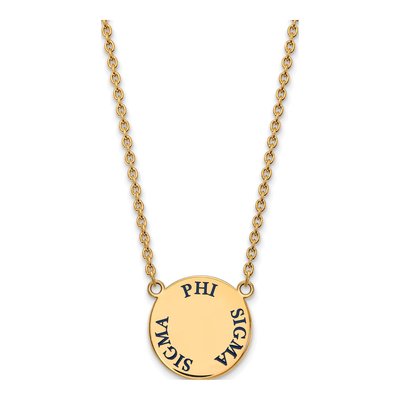 Phi Sigma Sigma Gold-Plated Sterling Silver Sorority Text Large Color Enamel Pendant