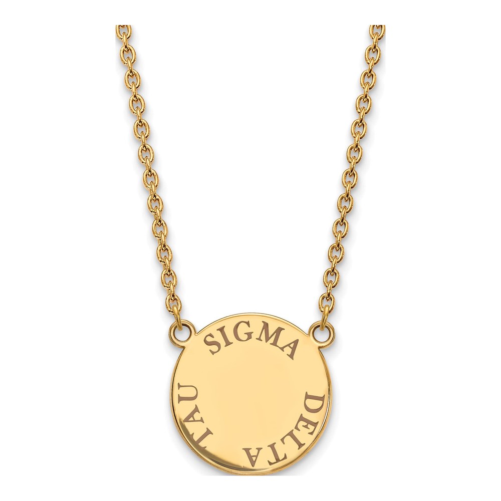 Sigma Delta Tau Gold-Plated Sterling Silver Large Sorority Pendant Necklace