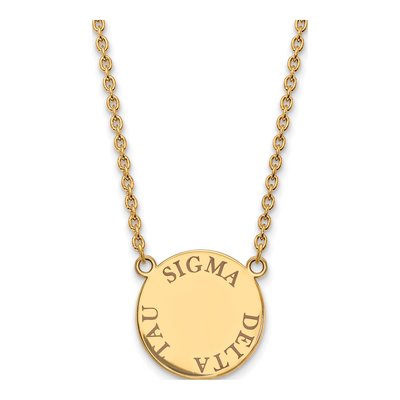 Sigma Delta Tau Gold-Plated Sterling Silver Large Sorority Pendant Necklace