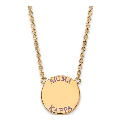 Sigma Kappa Gold-Plated Sterling Silver Sorority Text Large Color Enamel Necklace