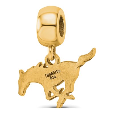 Southern Methodist University Gold-Plated Sterling Silver Small SMU Mustangs Dangle Bead – view 5