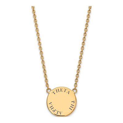 Theta Phi Alpha Gold-Plated Sterling Silver Sorority Text Large Color Enamel Necklace