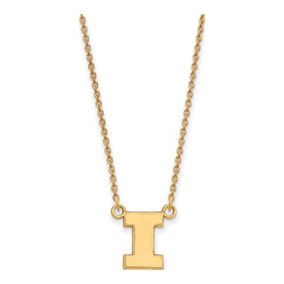 University of Illinois Gold-Plated Sterling Silver Small Of Letter I Pendant Necklace