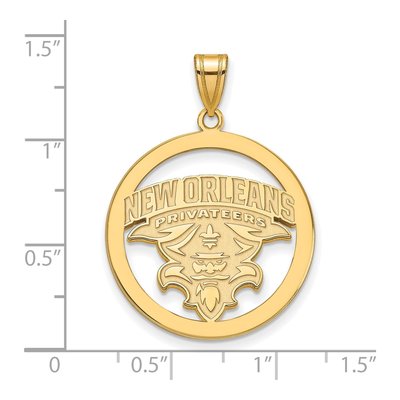 University of New Orleans Gold-Plated Sterling Silver Extra Large Circle Pendant – view 2