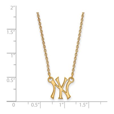New York Yankees Gold-Plated Sterling Silver Small NY Pendant Necklace – view 2