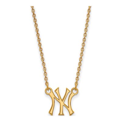New York Yankees Gold-Plated Sterling Silver Small NY Pendant Necklace