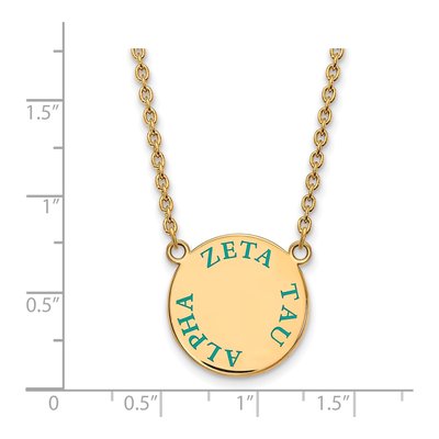 Zeta Tau Alpha Gold-Plated Sterling Silver Sorority Text Large Color Enamel Necklace – view 2