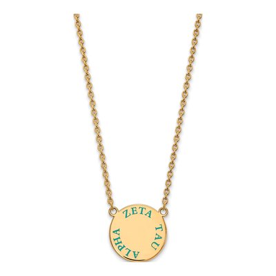 Zeta Tau Alpha Gold-Plated Sterling Silver Sorority Text Large Color Enamel Necklace