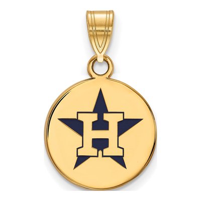 Houston Astros Gold-Plated Sterling Silver Small Enameled Star Letter H Pendant