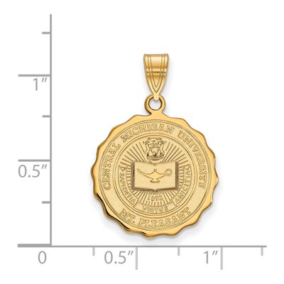 Central Michigan University Gold-Plated Sterling Silver Large Crest Pendant – view 2