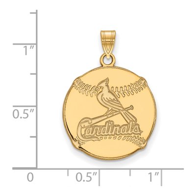 St. Louis Cardinals Gold-Plated Sterling Silver Large Baseball Pendant – view 2