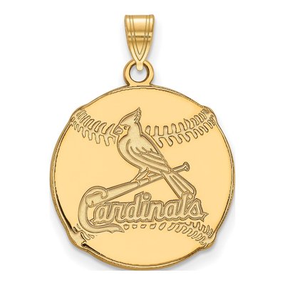 St. Louis Cardinals Gold-Plated Sterling Silver Large Baseball Pendant