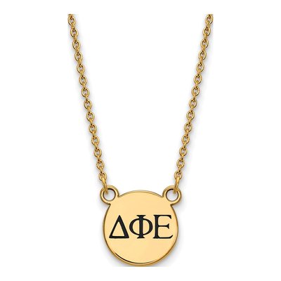 Delta Phi Epsilon Gold-Plated Sterling Silver Small Sorority Pendant Necklace