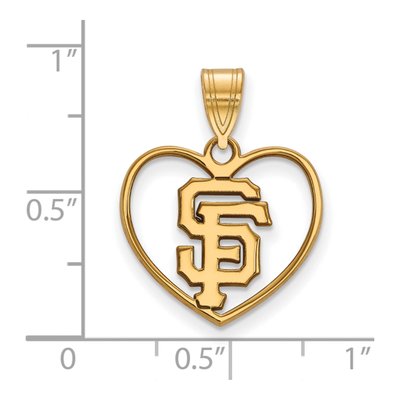 San Francisco Giants Gold-Plated Sterling Silver Medium SF Heart Pendant – view 2