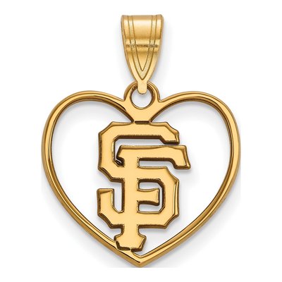 San Francisco Giants Gold-Plated Sterling Silver Medium SF Heart Pendant