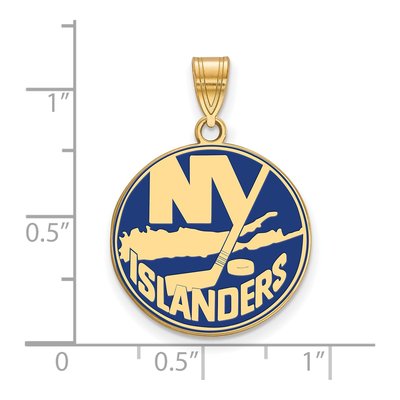 New York Islanders Gold-Plated Sterling Silver Large NY Enameled Pendant – view 2