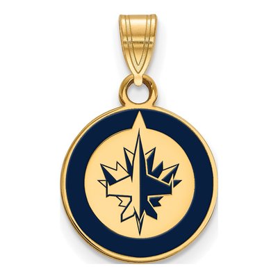Winnipeg Jets Gold-Plated Sterling Silver Small Enameled Pendant