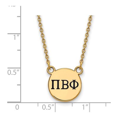 Pi Beta Phi Gold-Plated Sterling Silver Sorority Greek Letters Small Black Enamel Necklace – view 2
