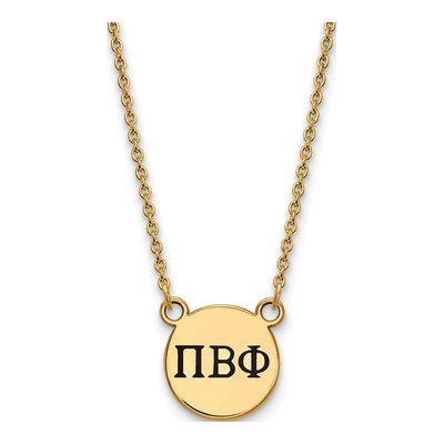 Pi Beta Phi Gold-Plated Sterling Silver Sorority Greek Letters Small Black Enamel Necklace
