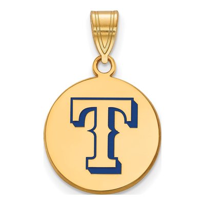 Texas Rangers Gold-Plated Sterling Silver Medium Enamel Disc Pendant