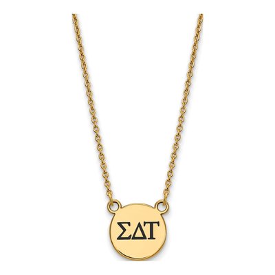 Sigma Delta Tau Gold-Plated Sterling Silver Small Sorority Pendant Necklace