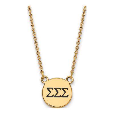 Sigma Sigma Sigma Gold-Plated Sterling Silver Small Tri Sorority Pendant