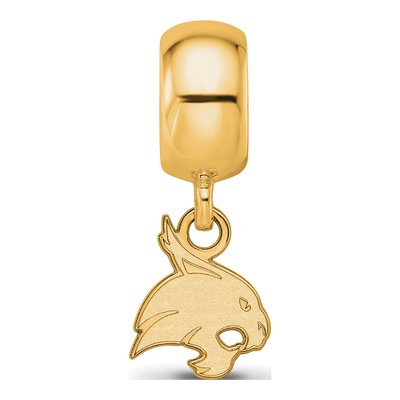 Texas State University Gold-Plated Sterling Silver Extra Small Bobcat Dangle Bead – view 4