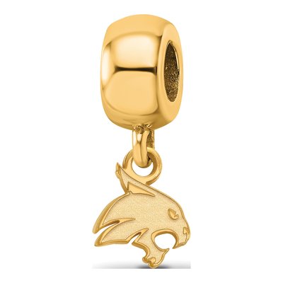 Texas State University Gold-Plated Sterling Silver Extra Small Bobcat Dangle Bead
