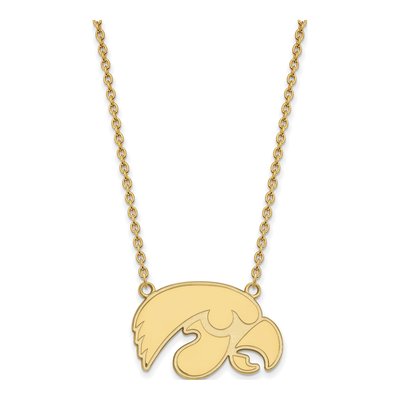 University of Iowa Gold-Plated Sterling Silver Large Hawk Pendant Necklace