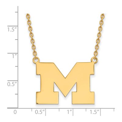 University of Michigan Gold-Plated Sterling Silver Large Wolverines Letter M Necklace – view 2