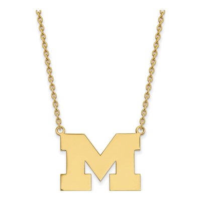 University of Michigan Gold-Plated Sterling Silver Large Wolverines Letter M Necklace