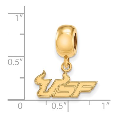 University of South Florida Gold-Plated Sterling Silver Small USF Bulls Dangle Bead – view 3