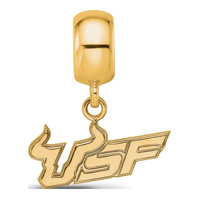 University of South Florida Gold-Plated Sterling Silver Small USF Bulls Dangle Bead – view 4