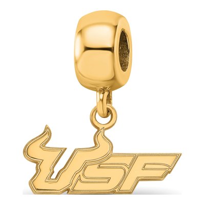 University of South Florida Gold-Plated Sterling Silver Small USF Bulls Dangle Bead