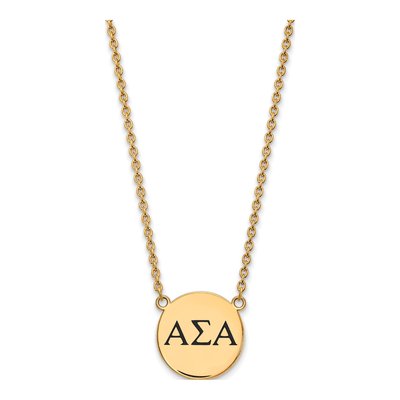 Alpha Sigma Alpha Gold-Plated Sterling Silver Large Sorority Pendant Necklace