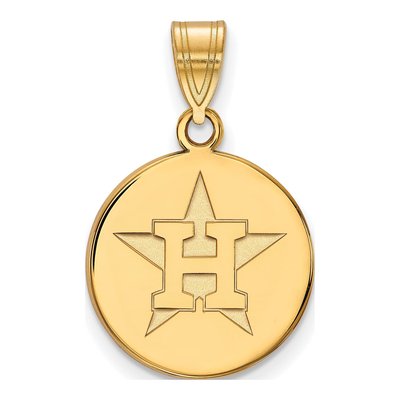 Houston Astros Gold-Plated Sterling Silver Medium Disc Pendant