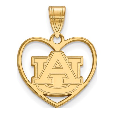 Auburn University Gold-Plated Sterling Silver Medium Heart Pendant