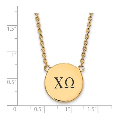 Chi Omega Gold-Plated Sterling Silver Sorority Greek Letters Large Black Enamel Necklace – view 2