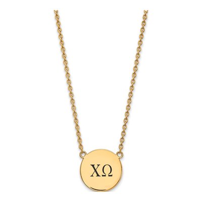 Chi Omega Gold-Plated Sterling Silver Sorority Greek Letters Large Black Enamel Necklace