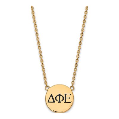 Delta Phi Epsilon Gold-Plated Sterling Silver Large Sorority Pendant Necklace