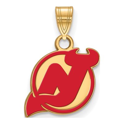 New Jersey Devils Gold-Plated Sterling Silver Small Enamel Pendant