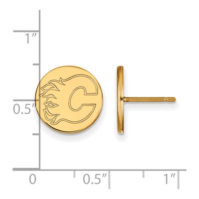 Calgary Flames Gold-Plated Sterling Silver Disc Earrings – view 2