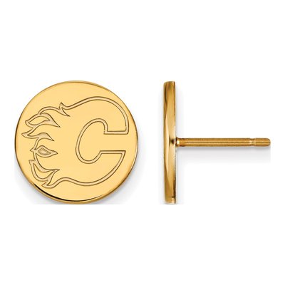 Calgary Flames Gold-Plated Sterling Silver Disc Earrings