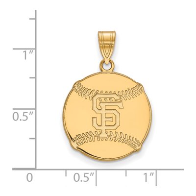 San Francisco Giants Gold-Plated Sterling Silver Large Baseball Pendant – view 2